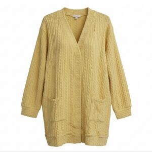 JULYCLO Yellow Cable Knit Cardigan Sweater W Pockets - NIP